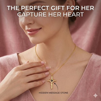 Avoto Cross Necklace with Bible Verse Engraving, Women's Projection Necklace