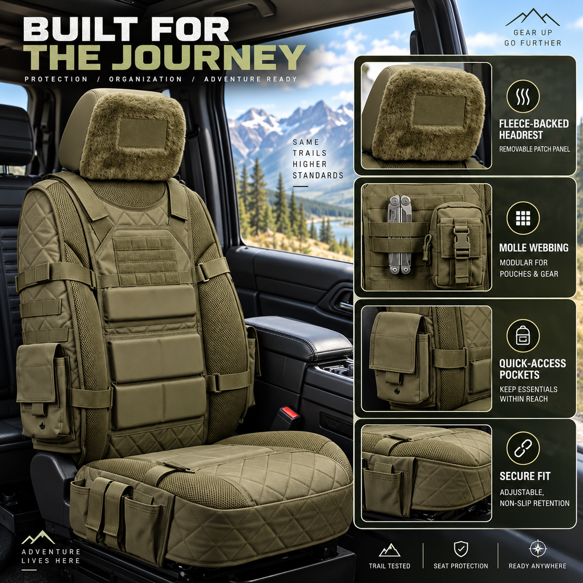 🔥 50% OFF – Rugged MOLLE Truck Seat Cover | Tactical Storage, Tough Seat Protection & All-Day Comfort 🚙