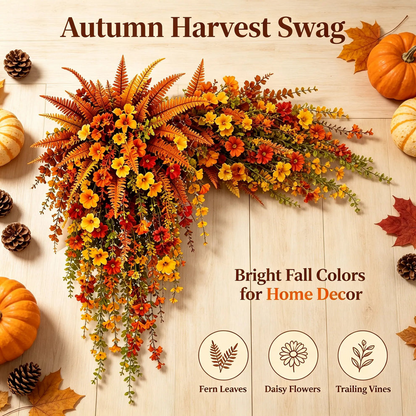 🔥On Sale Only Today 🍂 🍁 Fall Artificial Hanging Flower Basket Set for Front Door Porch Decor 🍂
