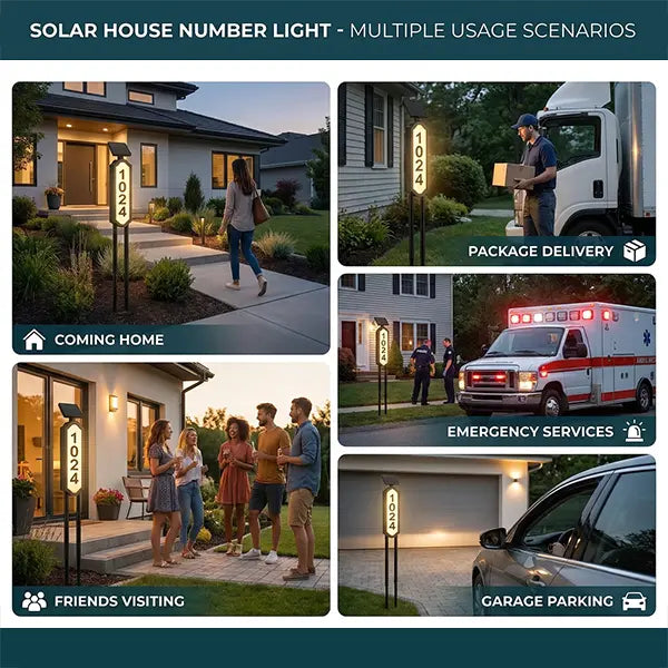 🏡 Solar Illuminated House Number Sign | Outdoor Address Light