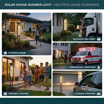 🏡 Solar Illuminated House Number Sign | Outdoor Address Light