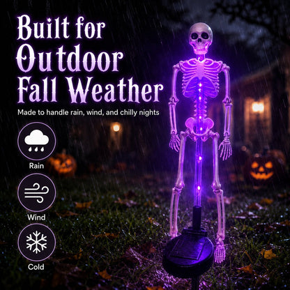 💜 Solar Light-Up Skeleton Yard Stake – Purple Glow Halloween Outdoor Decor 👻