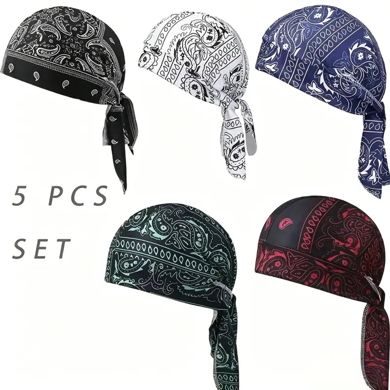 Cooling Headscarf and Helmet Set, Motorcycle Pirate-Style Headscarf Helmet Liner, Stretchy and Snug Fit