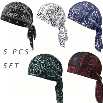 Cooling Headscarf and Helmet Set, Motorcycle Pirate-Style Headscarf Helmet Liner, Stretchy and Snug Fit