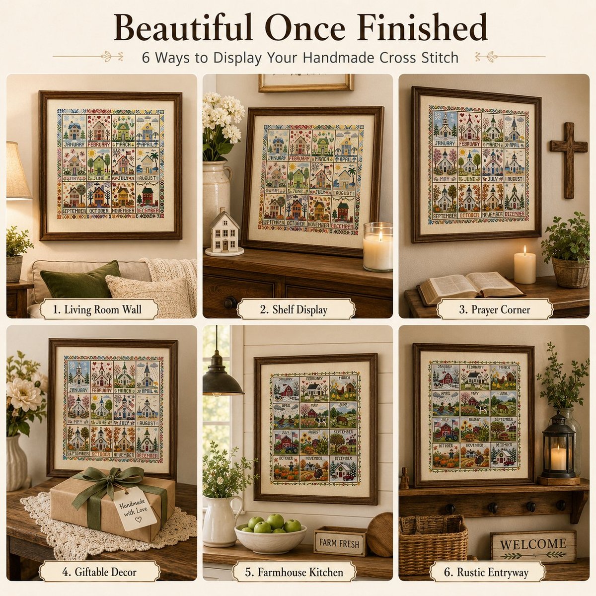 🔥 Limited-Time Offer! 49% OFF - A Year in Stitches – 12-Month Seasonal Cross Stitch Kit 🌿