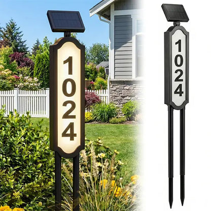 🏡 Solar Illuminated House Number Sign | Outdoor Address Light