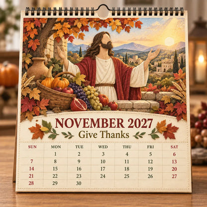 ✝️ 2027 A Year With Jesus Wall Calendar – 12-Month Gospel Art & Scripture Planning 🕊️