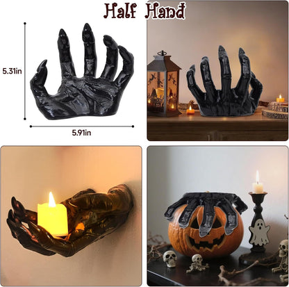 🎃 Creepy Reaching Hands Wall Decor with LED Candles – Instant Haunted Halloween Vibes 🕯️