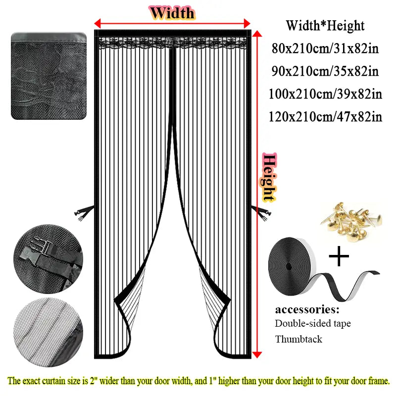 🧲 Magnetic Mosquito Screen Door – Hands-Free Auto-Close Mesh Curtain 🌿