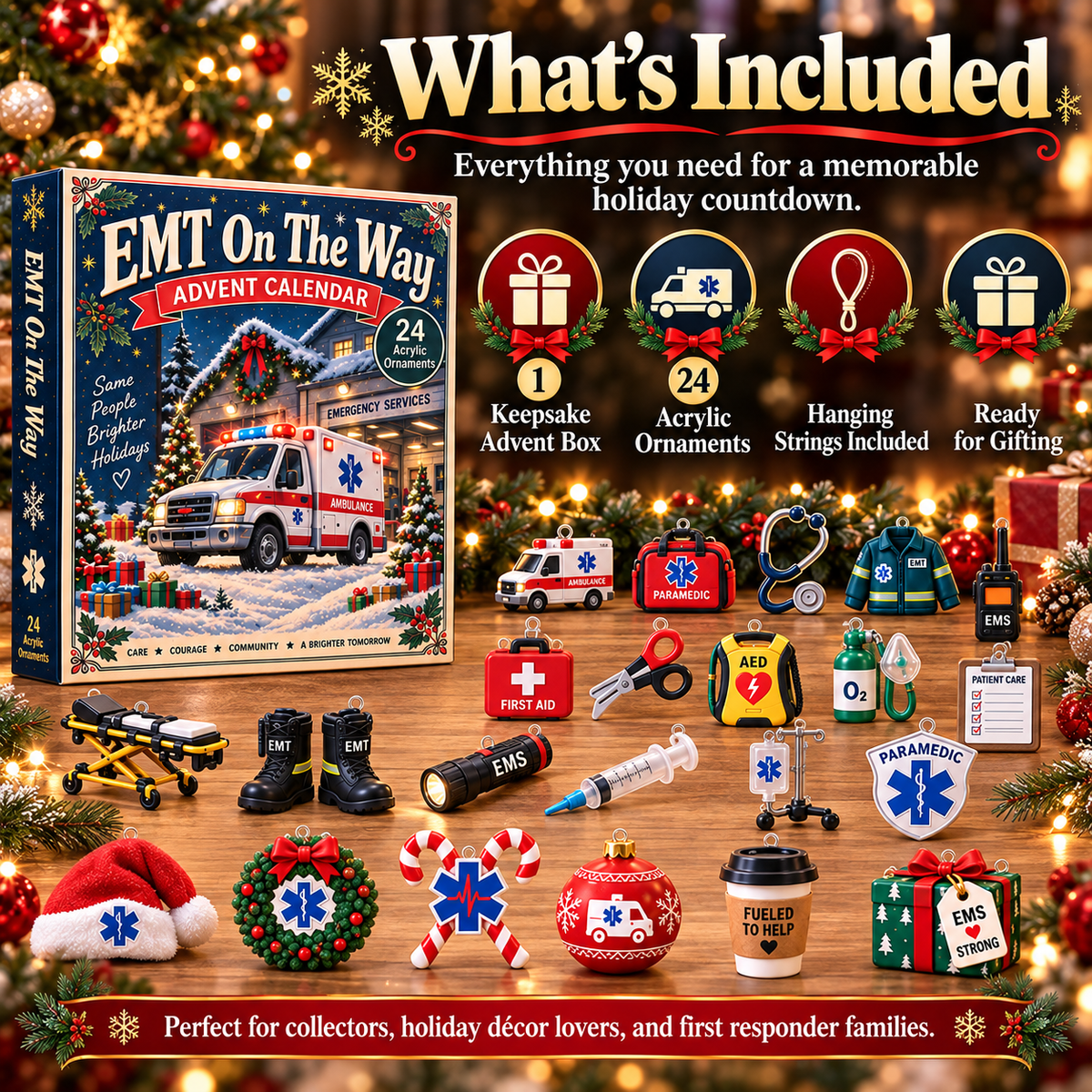 CHRISTMAS KICKOFF 40% OFF - EMT On The Way Advent Calendar 2026 - 24-Day Festive Countdown, Acrylic Charms Blind Box - Gift For Family, Friends AC0TH307