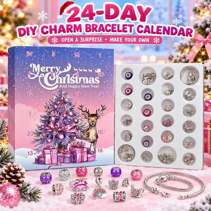 🎄 24-Day Christmas Jewelry Advent Calendar – DIY Charm Bracelet & Necklace Kit