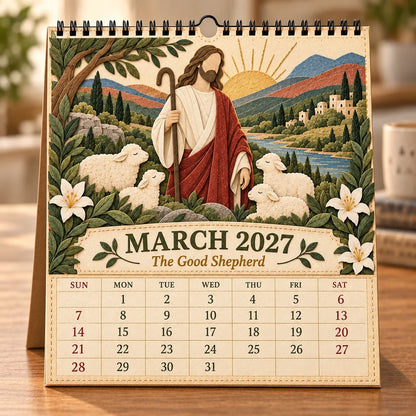 ✝️ 2027 A Year With Jesus Wall Calendar – 12-Month Gospel Art & Scripture Planning 🕊️