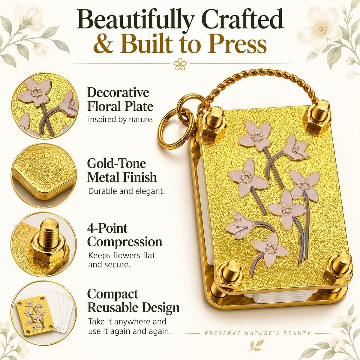 🌸🍃 Mini Portable Flower Press – Preserve Blooms & Create Lasting Keepsakes