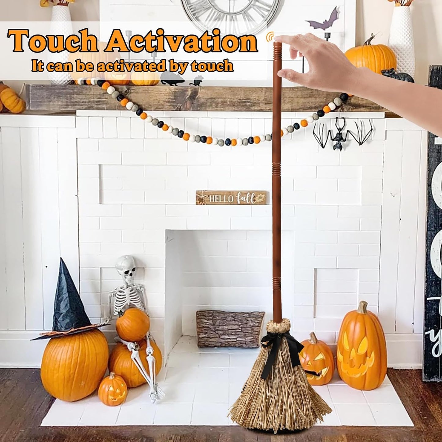 💥Halloween Sale 50% OFF🧙‍♀️Magic Floating Witch Broom™ 🧹 | Animated Sound-Activated Halloween Prop 🎃