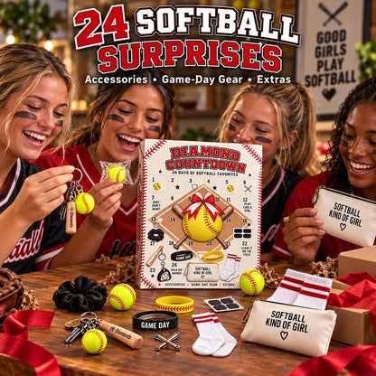 Softball Girl Advent Calendar, Unbox 24 Mini Softball Gear & Figurines, Desktop Decor For Softball Lovers
