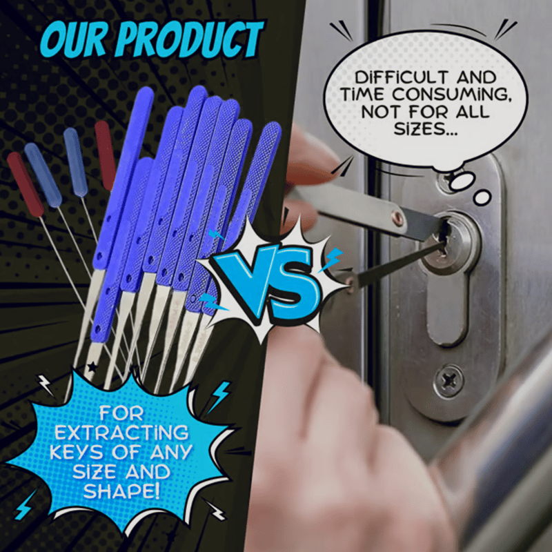 💯 🔒 12-Piece Broken Key Extractor & Removal Tool Set for Jammed Locks & Keyholes 🗝️