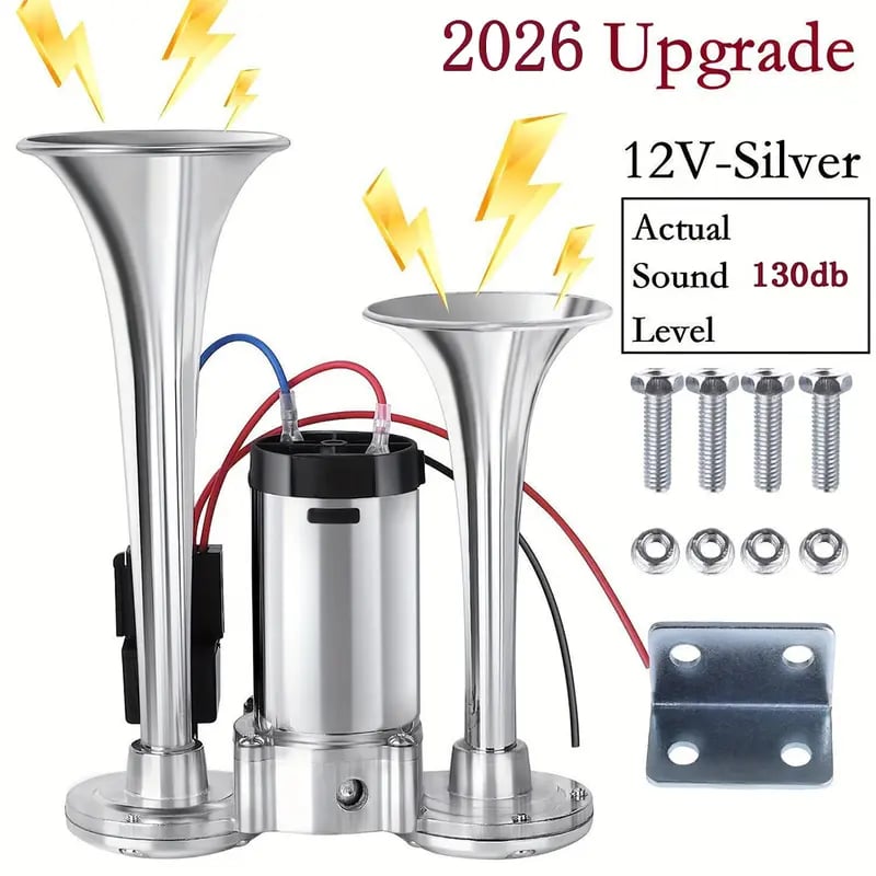 📢2026 Upgraded 150dB Super Loud 12V Dual Air Horn Kit ⚡
