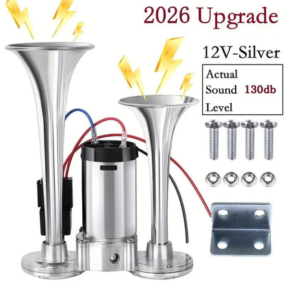 📢2026 Upgraded 150dB Super Loud 12V Dual Air Horn Kit ⚡