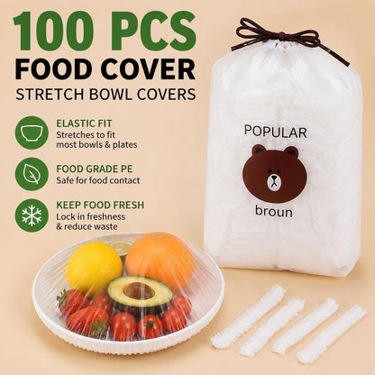 200Pcs Elastic Bowl Covers for Food Storage & Bread Proofing