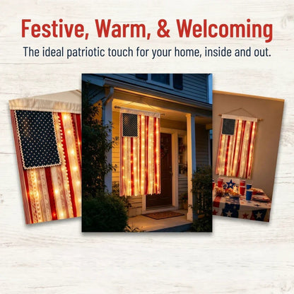 🔥 55% OFF Today Only 🇺🇸 Lighted Rag American Flag Banner ✨ Patriotic Porch Decor 🎆