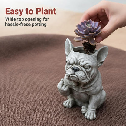 🐶 Funny Bulldog Planter – Cute Resin Plant Pot & Desk Decor