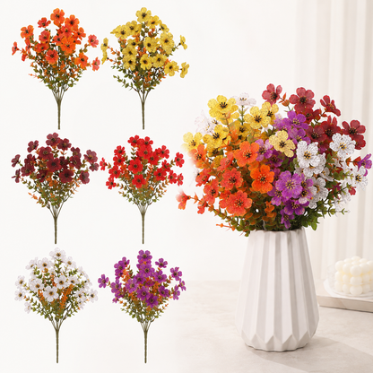 🍂 UV-Resistant Autumn Artificial Flowers – Multicolor Outdoor Fall Blooms 🌾