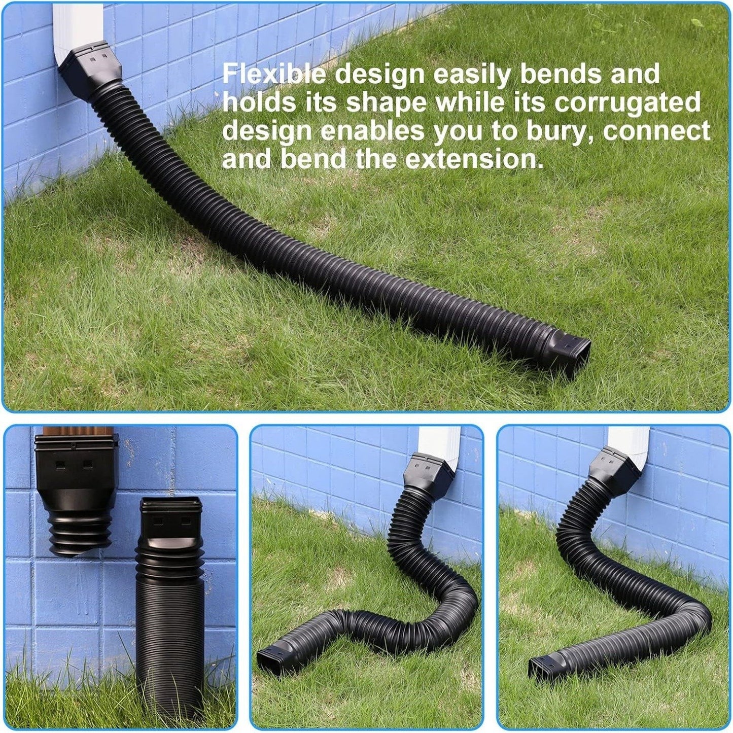 🌧️ Flexible Downspout Extension Kit – 22–63in Rainwater Drainage Pipe