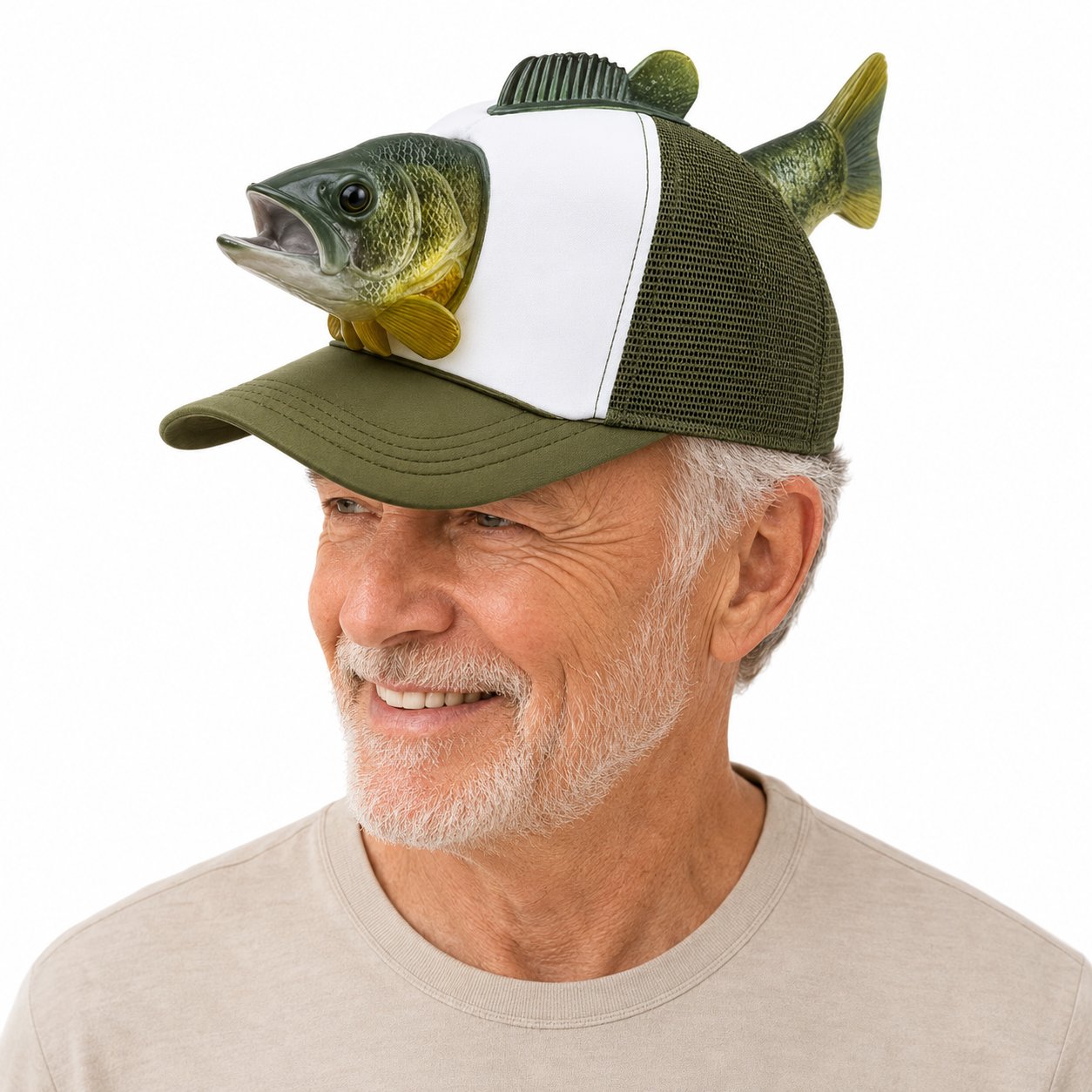 3D Fish Trucker Hat Realistic Bass Fishing Mesh Cap