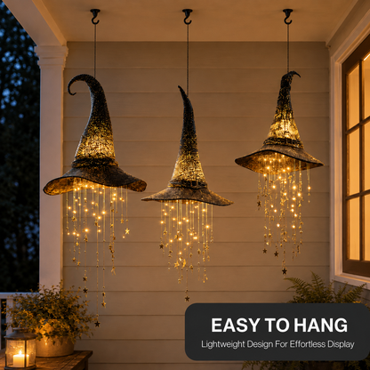 🧙‍♀️ Glowing Witch Hat Hanging Light – Halloween Star Lantern Decor