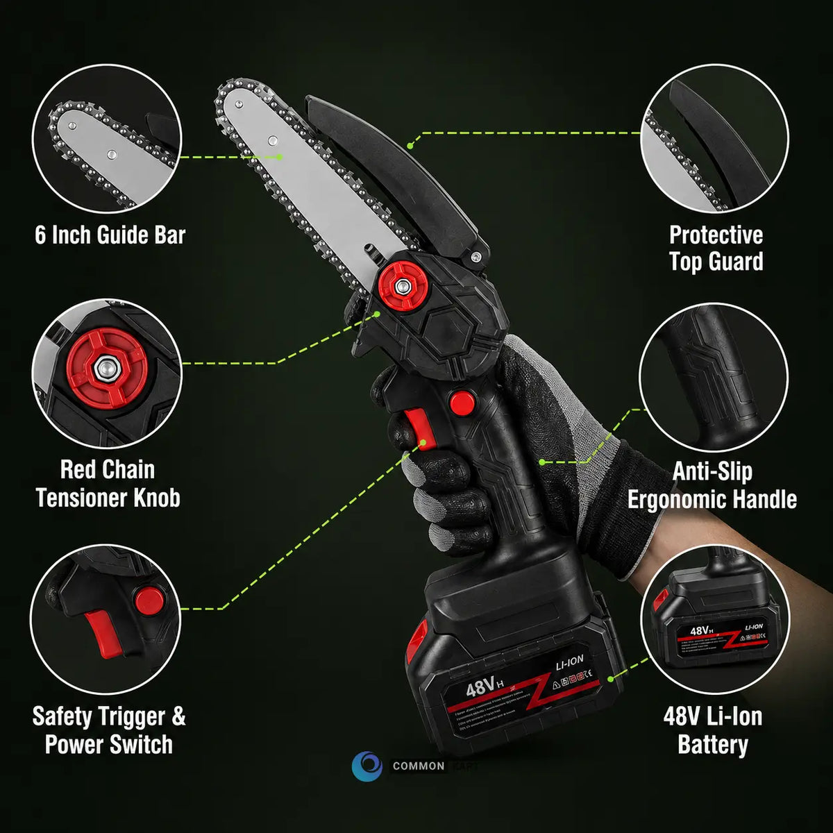 🔥Cordless Mini Chainsaw – Fast One-Hand Cutting for Yard & Garden
