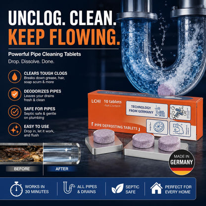 🧼50% OFF TODAY🚿 Multi-Purpose Pipe Cleaner Tablets ✨Cleans Drains, Washers & Septic Systems