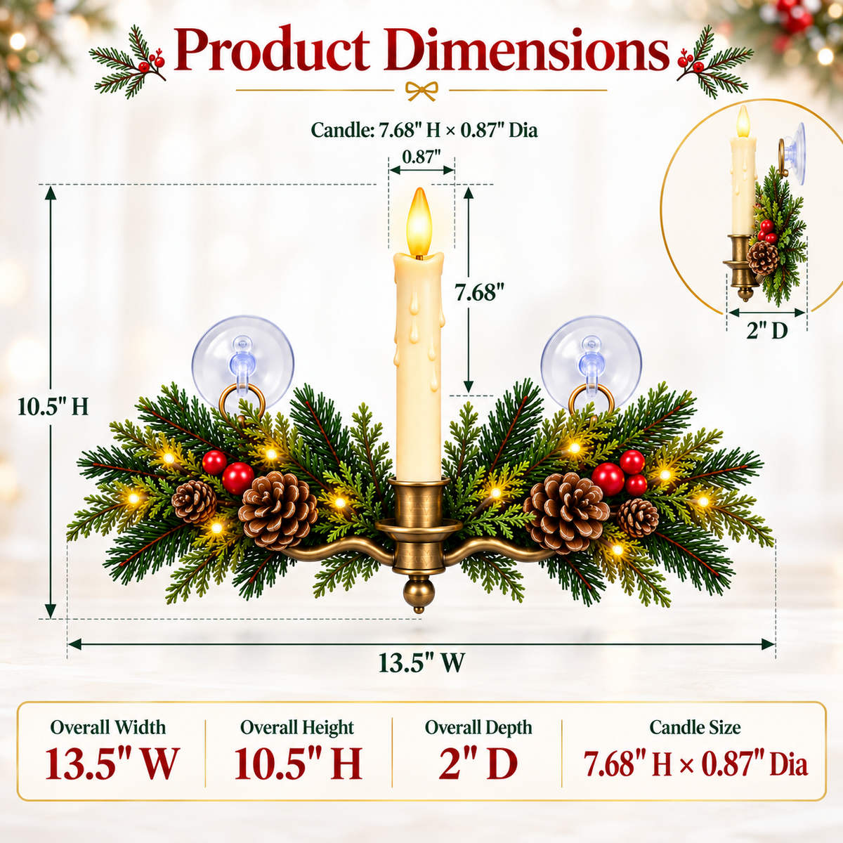 🕯️🌲 Evergreen Window Glow™ | Remote-Controlled Christmas Candle Swag