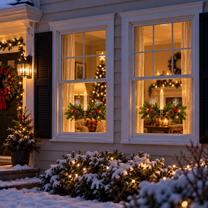 🕯️🌲 Evergreen Window Glow™ | Remote-Controlled Christmas Candle Swag