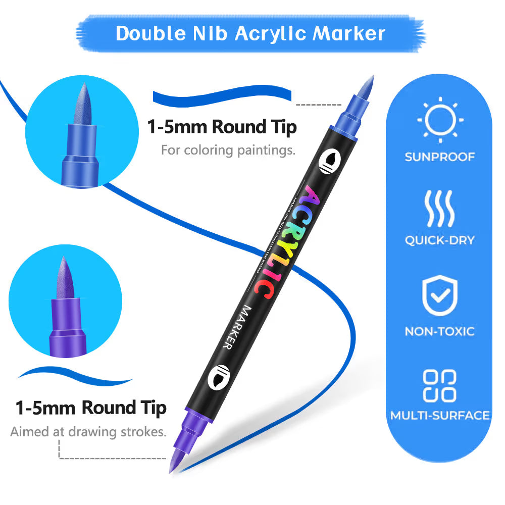 Dual Tip Acrylic Paint Pen Marke