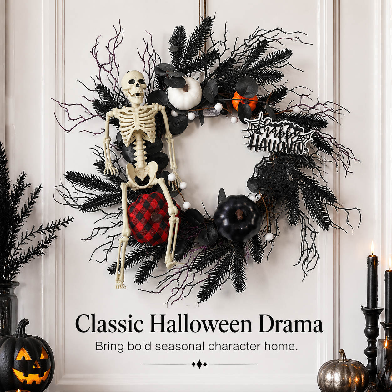 🎃 Spooky Halloween Front Door Wreath Collection for Holiday Decor 👻