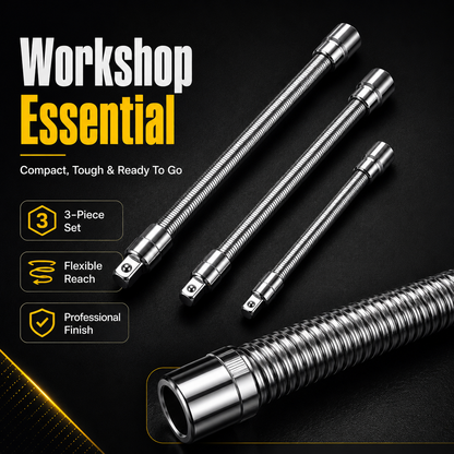 🔧 3-Piece Flexible Socket Extension Set – Reach Tight Bolts Faster