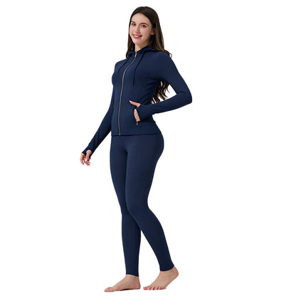 ✨ Sculpt-Seamless 2-Piece Athletic Performance Jacket & High-Waist Leggings Active Set 🏃‍♀️