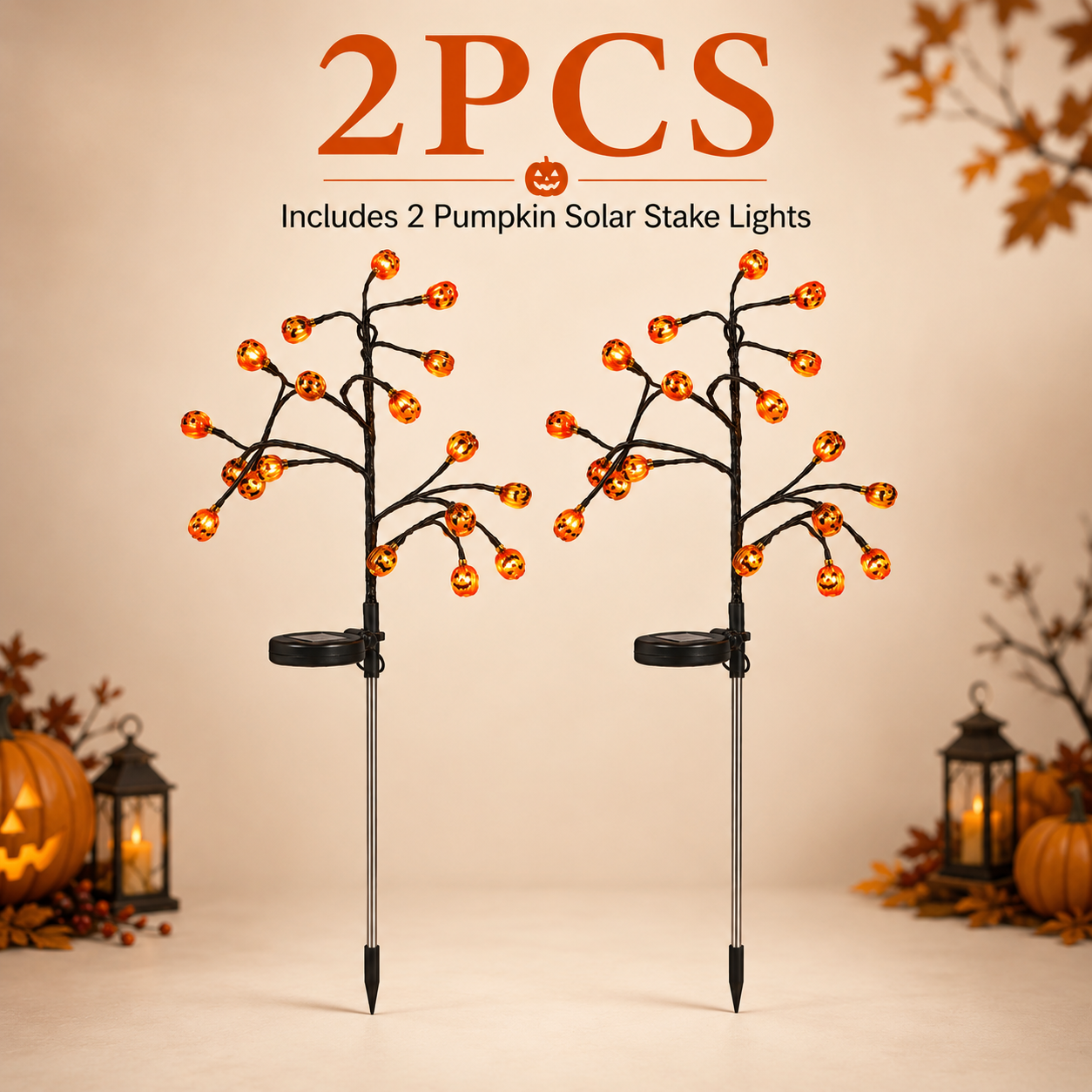 🎃 Solar Halloween Pumpkin Stake Lights (20 LED) ☀️