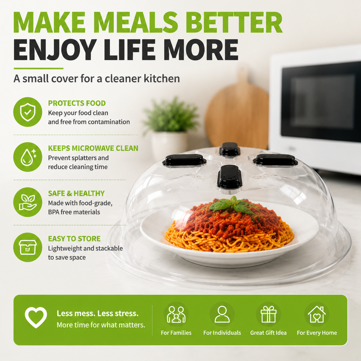 🧲 Magnetic Microwave Splatter Cover Lid