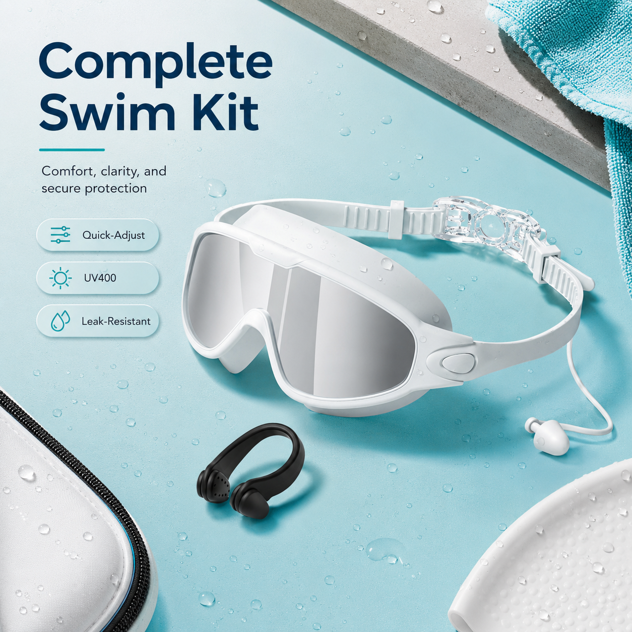 🌊 Anti-Fog UV400 Swim Goggles – No-Leak Wide View Comfort for Adults 🏊‍♂️✨