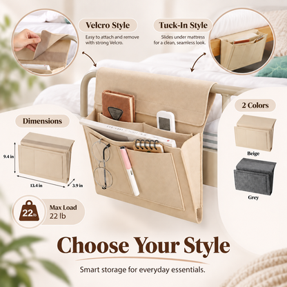 🛏️ Hanging Felt Bedside Caddy Organizer – 5-Pocket Mattress & Sofa Storage ✨
