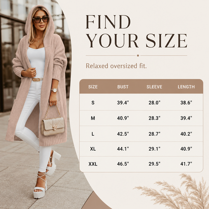 🧥 Women's Oversized Hooded Longline Knit Cardigan with Pockets 🧶