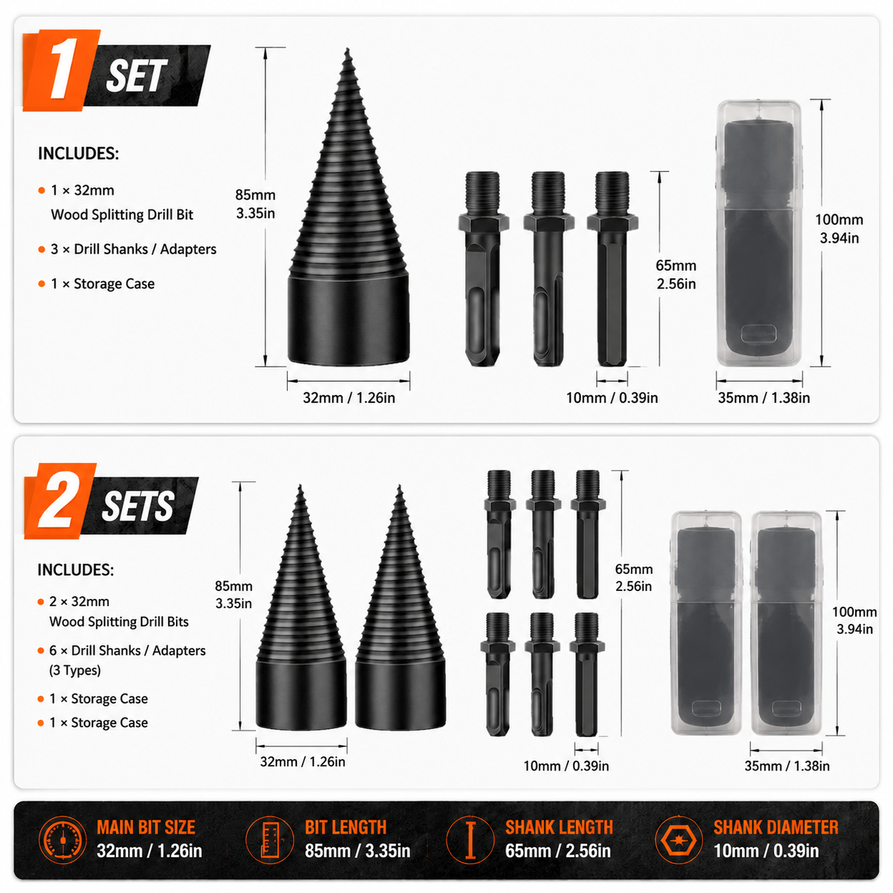 🔥 Heavy-Duty Firewood Splitter Drill Bit Set – Split Logs Faster with Less Effort