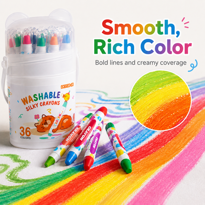 🎨 Washable Twist-Up Silky Crayons for Kids – Mess-Free 3-in-1 Coloring Set