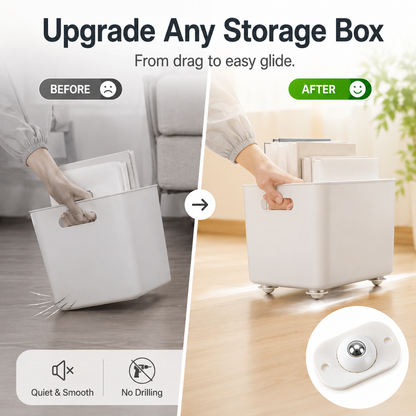 ✨ 360° Stick-On Caster Wheels – Move Boxes, Bins & Small Furniture Effortlessly