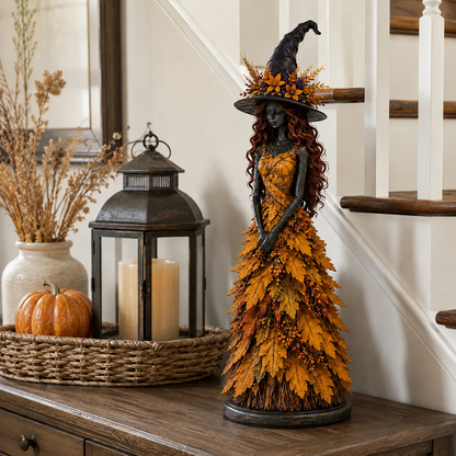 🍂 OOAK Handcrafted Autumn Leaf Magic Witch Figurine 🔮 (Free Shipping on Buy 2)