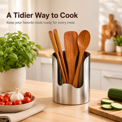 🍳 Stainless Steel Utensil Holder Caddy for Kitchen Countertop 🥢