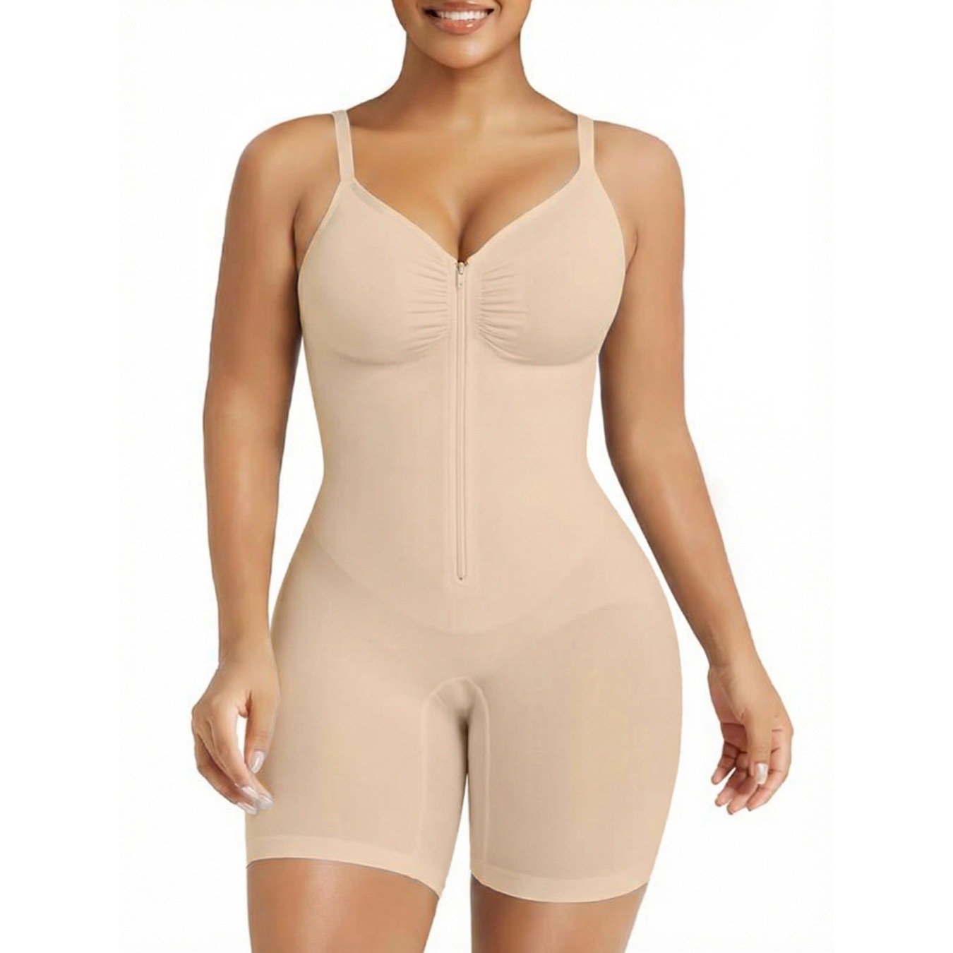 Shapewear for Women Tummy Control Bodysuits Zip-Up Comfort Ultra Stretch Fabric Customizable Fit Breathable Mesh Design Comfortable Fit