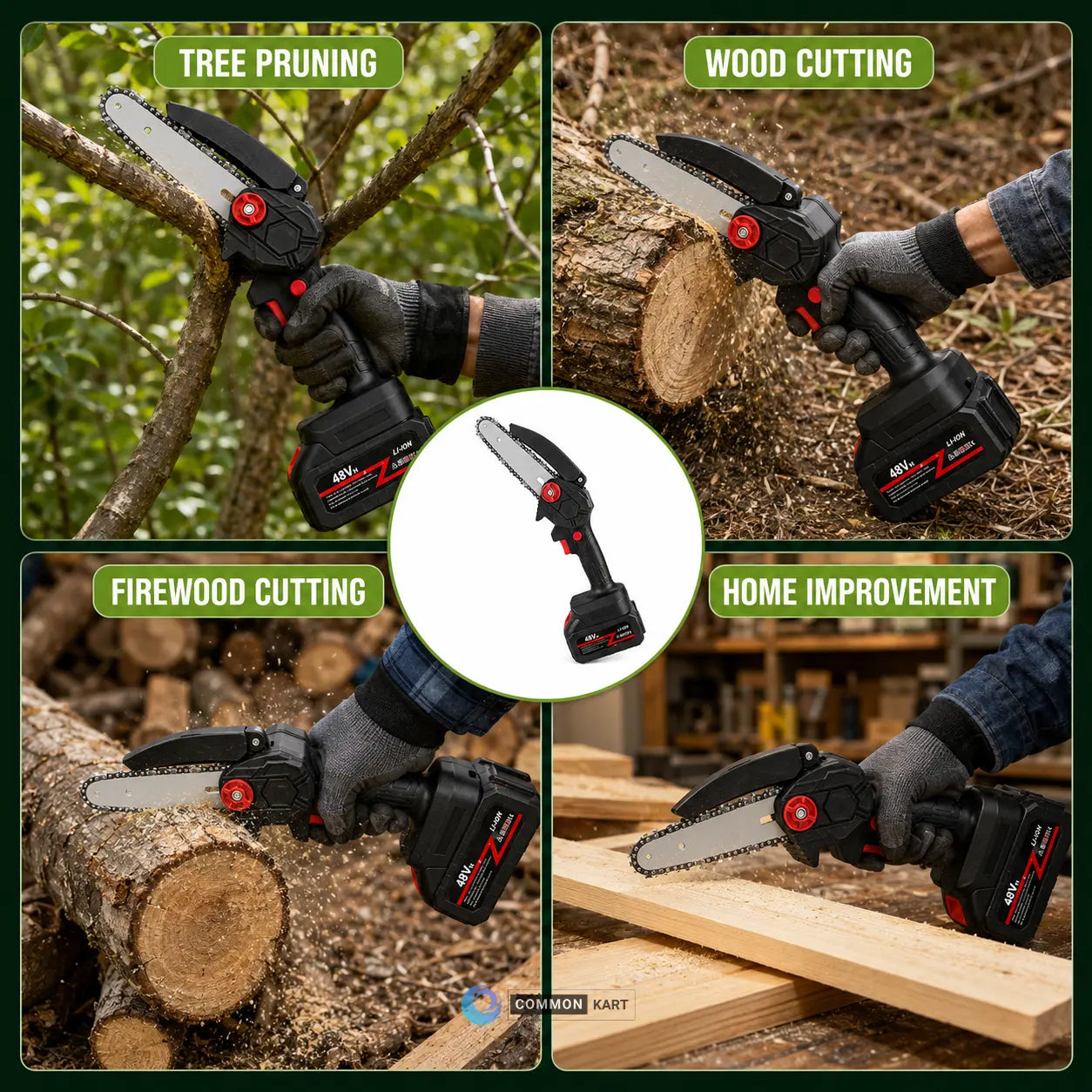 🔥Cordless Mini Chainsaw – Fast One-Hand Cutting for Yard & Garden