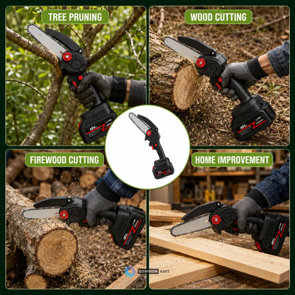 🔥Cordless Mini Chainsaw – Fast One-Hand Cutting for Yard & Garden